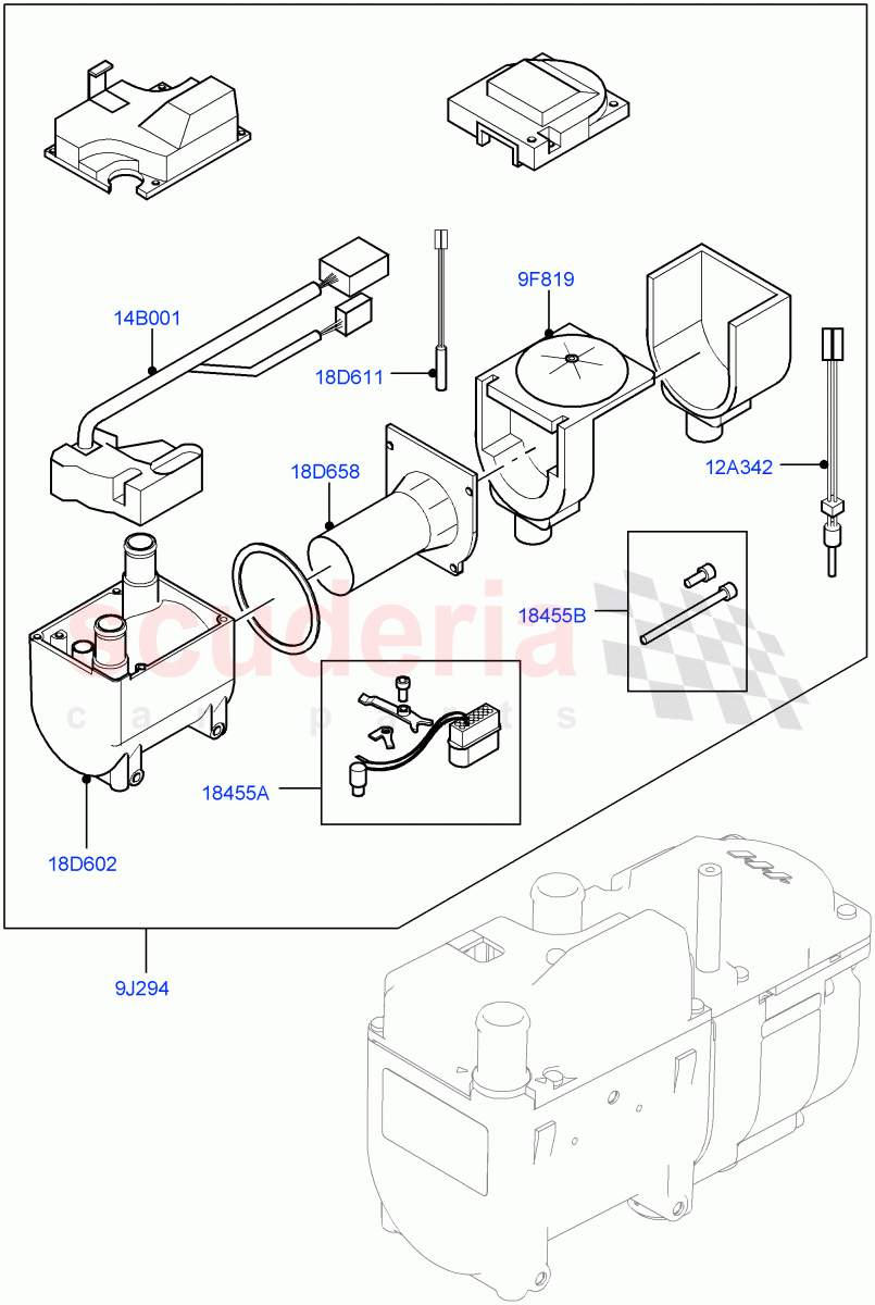 Auxiliary Fuel Fired Pre-Heater (Internal Components) (Fuel Heater W/Pk Heat With Remote) of Land Rover Land Rover Range Rover Velar (2017+) [3.0 DOHC GDI SC V6 Petrol]