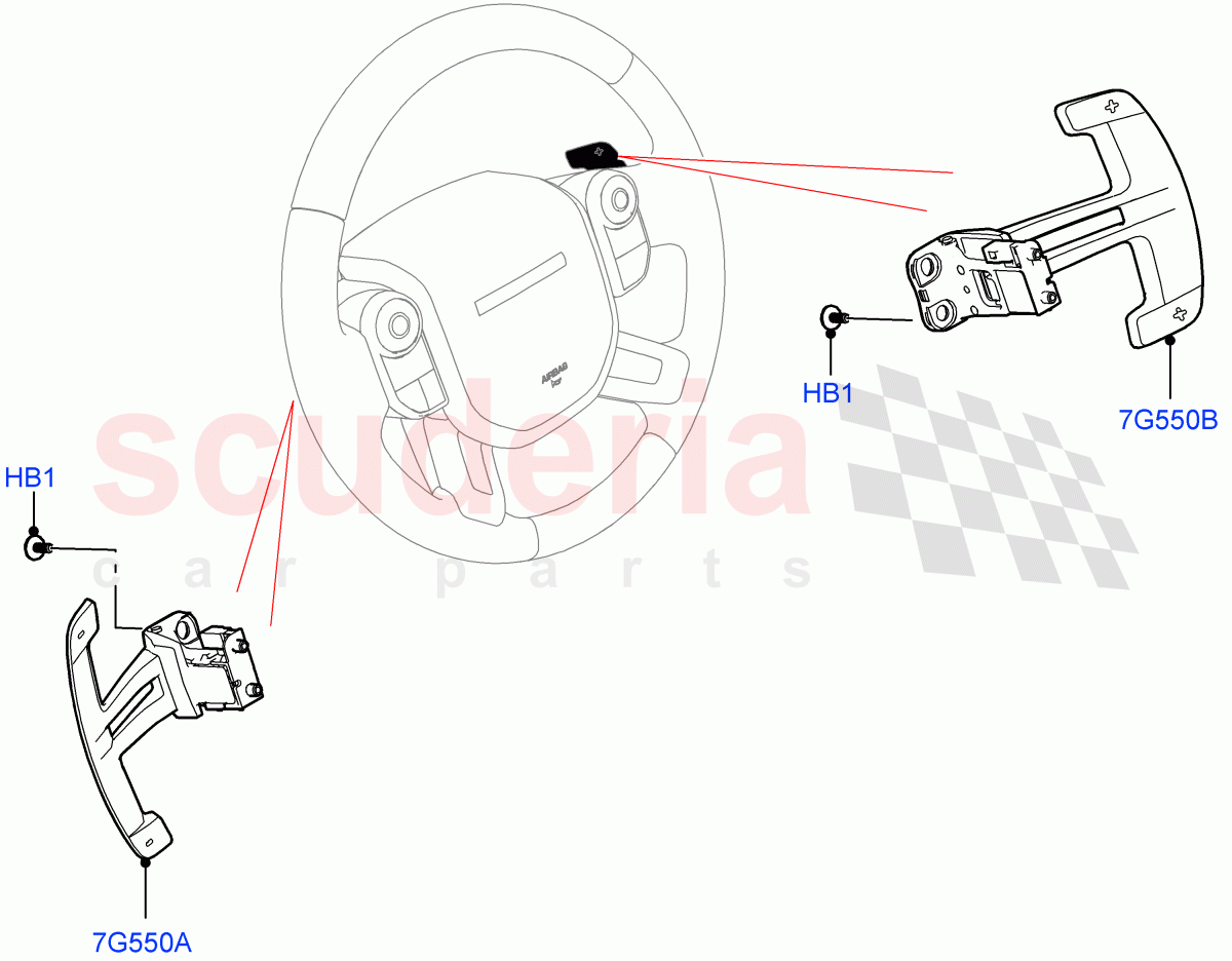 Gear Change-Automatic Transmission(Steering Wheel, Nitra Plant Build)(8 Speed Auto Trans ZF 8HP76)((V)FROMM2000001) of Land Rover Land Rover Discovery 5 (2017+) [3.0 I6 Turbo Diesel AJ20D6]