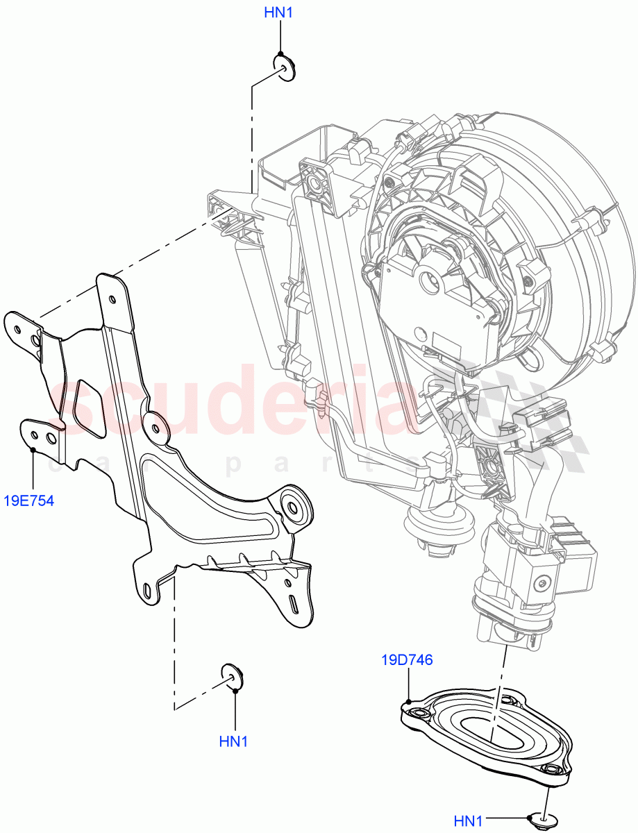 Heater/Air Cond.External Components(Auxiliary Unit)(Standard Wheelbase,3 Zone Air Conditioning + Chiller) of Land Rover Land Rover Defender (2020+) [5.0 OHC SGDI SC V8 Petrol]