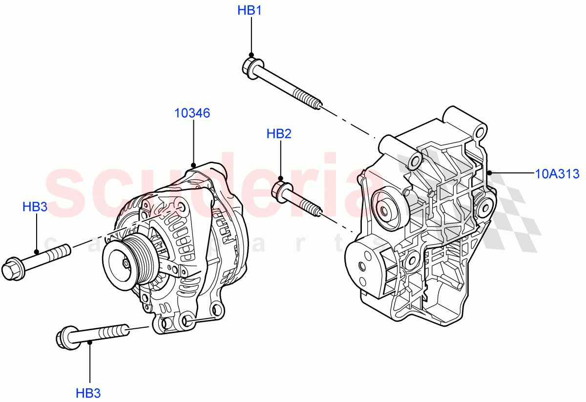 Alternator And Mountings(AJ Petrol 4.4 V8 EFI (220KW),AJ Petrol 4.2 V8 Supercharged)((V)TO9A999999) of Land Rover Land Rover Range Rover Sport (2005-2009) [4.2 Petrol V8 Supercharged]