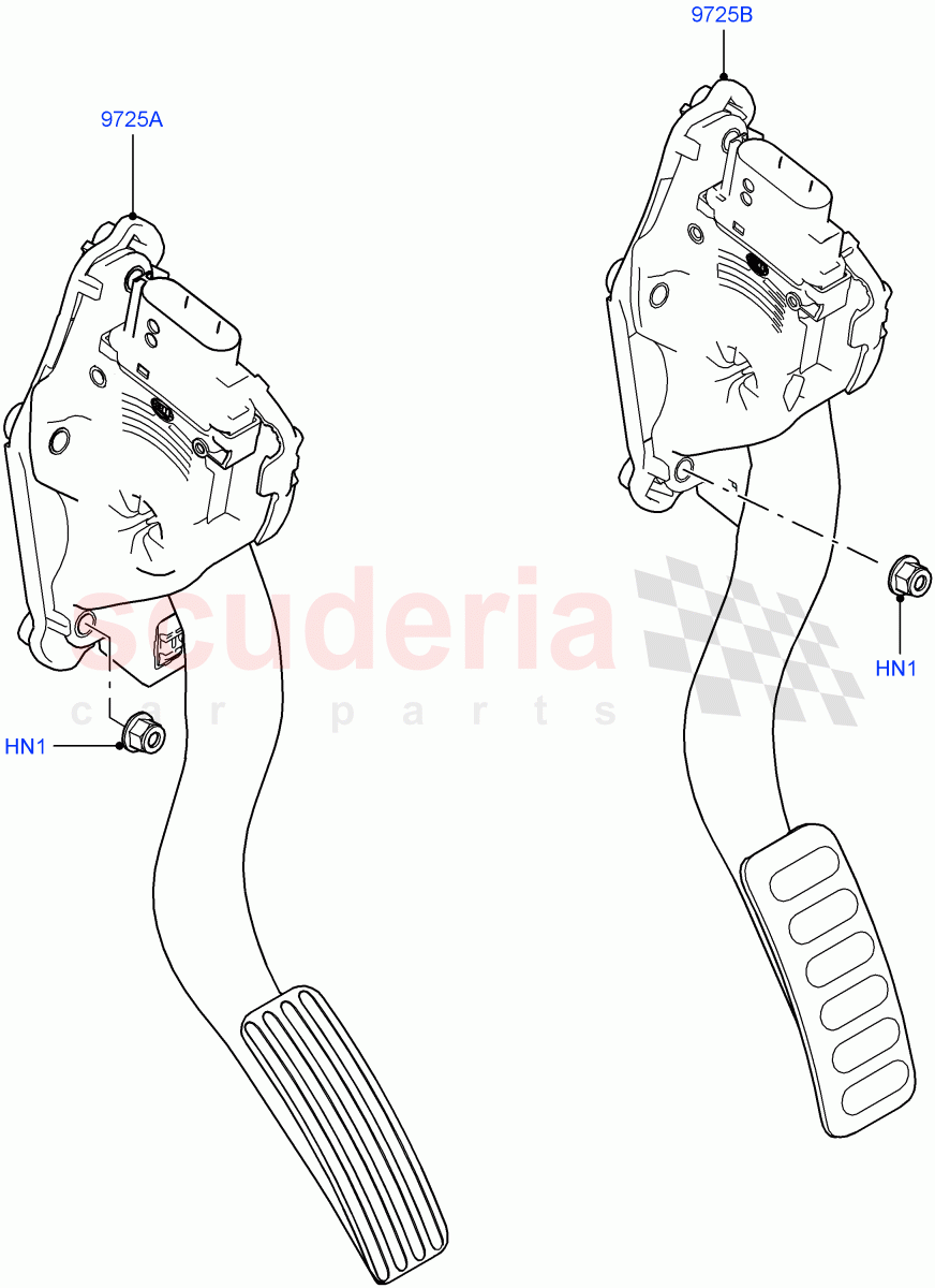 Accelerator/Injection Pump Controls(Solihull Plant Build)(3.0L DOHC GDI SC V6 PETROL)((V)FROMEA000001) of Land Rover Land Rover Discovery 5 (2017+) [3.0 DOHC GDI SC V6 Petrol]