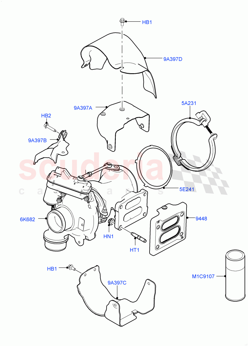 Turbocharger(Nitra Plant Build)(2.0L I4 High DOHC AJ200 Petrol,2.0L AJ200P Hi PHEV)((V)FROMK2000001) of Land Rover Land Rover Discovery 5 (2017+) [2.0 Turbo Petrol AJ200P]