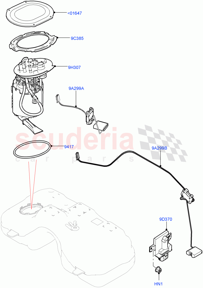 Fuel Pump And Sender Unit(1.5L AJ20P3 Petrol High,Halewood (UK))((V)FROMMH000001) of Land Rover Land Rover Range Rover Evoque (2019+) [1.5 I3 Turbo Petrol AJ20P3]