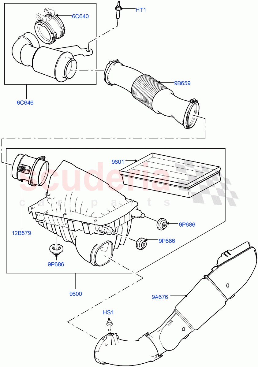 Air Cleaner(Solihull Plant Build)(2.0L I4 DSL MID DOHC AJ200,2.0L I4 DSL HIGH DOHC AJ200)((V)FROMHA000001) of Land Rover Land Rover Discovery 5 (2017+) [2.0 Turbo Diesel]