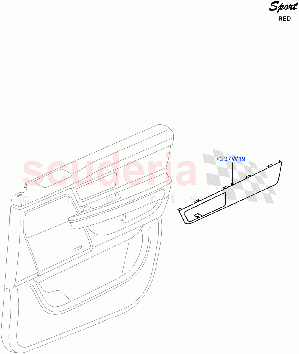 Front Door Trim Installation(Red Sport LE)((V)FROMDA000001) of Land Rover Land Rover Range Rover Sport (2010-2013) [3.6 V8 32V DOHC EFI Diesel]