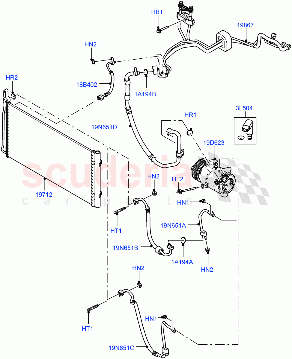 Air Conditioning Condensr/Compressr (Changsu (China), Electric Engine Battery-MHEV, Less Electric Engine Battery) ((V) TOMG575834) of Land Rover Land Rover Range Rover Evoque (2019+) [2.0 Turbo Diesel]