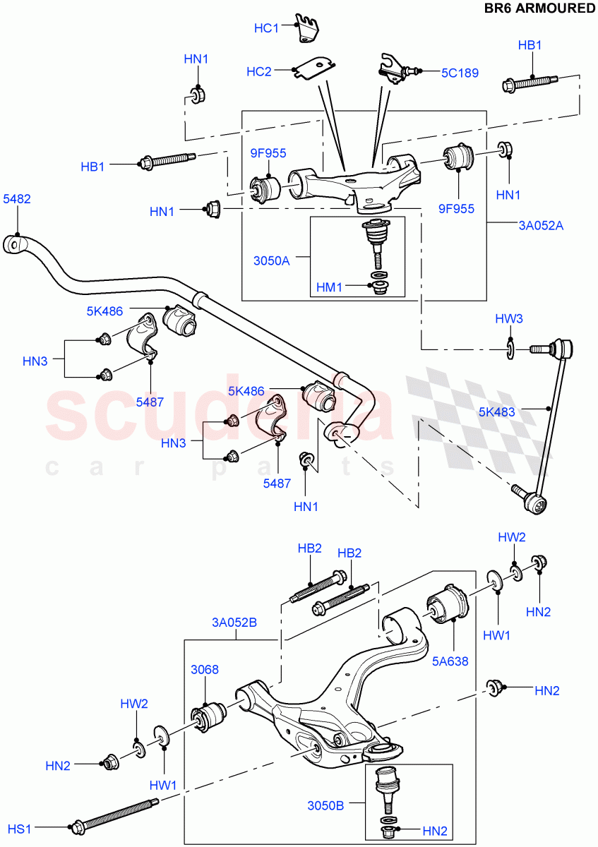 Front Susp.Arms/Stabilizer/X-Member (With B6 Level Armouring) ((V) FROMAA000001) of Land Rover Land Rover Discovery 4 (2010-2016) [2.7 Diesel V6]