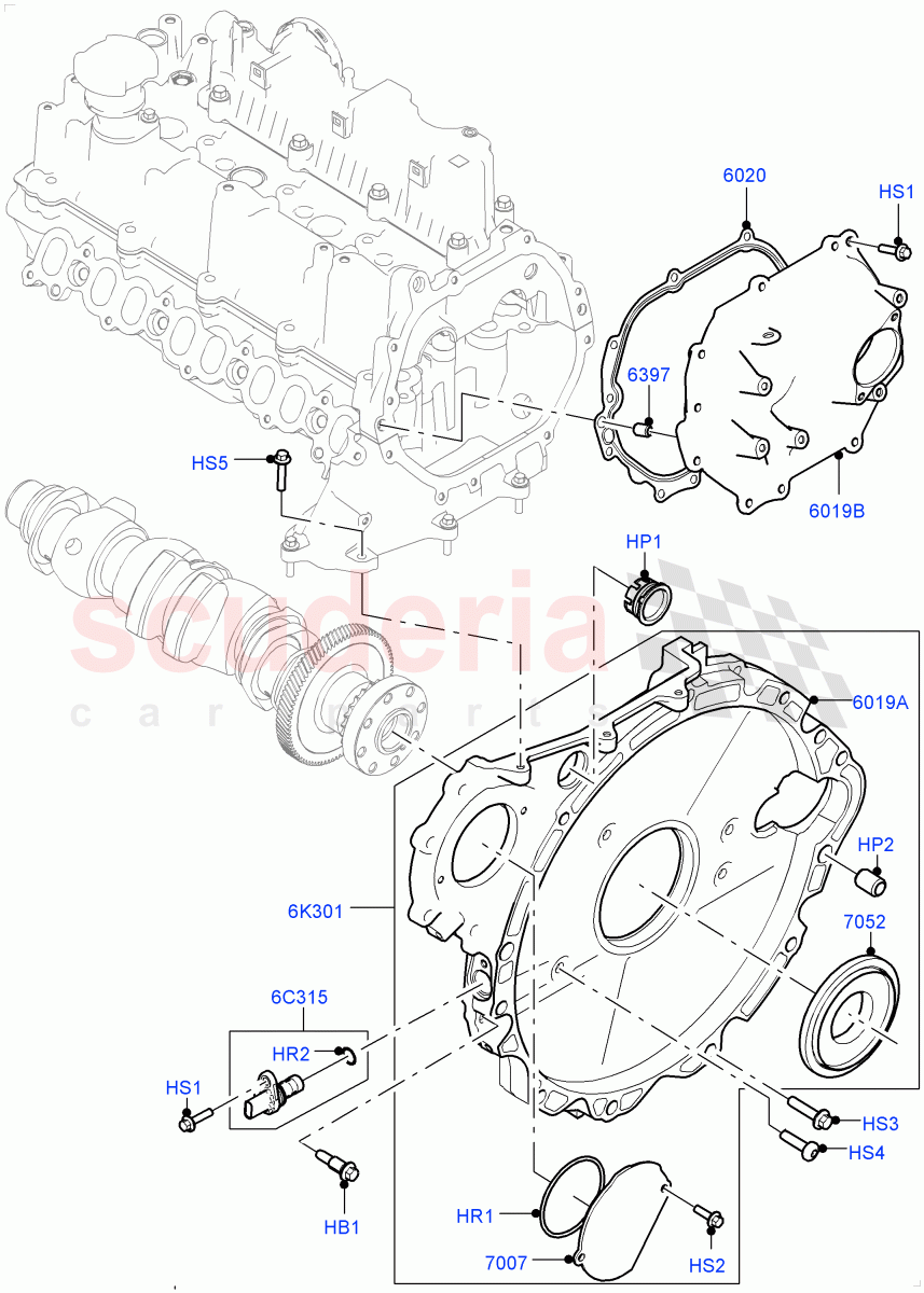 Timing Gear Covers (2.0L I4 DSL HIGH DOHC AJ200, Halewood (UK), 2.0L I4 DSL MID DOHC AJ200) of Land Rover Land Rover Discovery Sport (2015+) [2.0 Turbo Diesel]