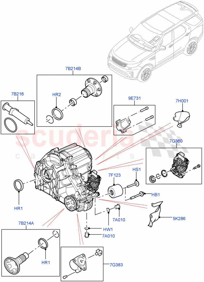 Transfer Drive Components (Nitra Plant Build) (With 2 Spd Trans Case With Ctl Trac) ((V) FROMK2000001, (V) TOL2999999) of Land Rover Land Rover Discovery 5 (2017+) [2.0 Turbo Diesel]