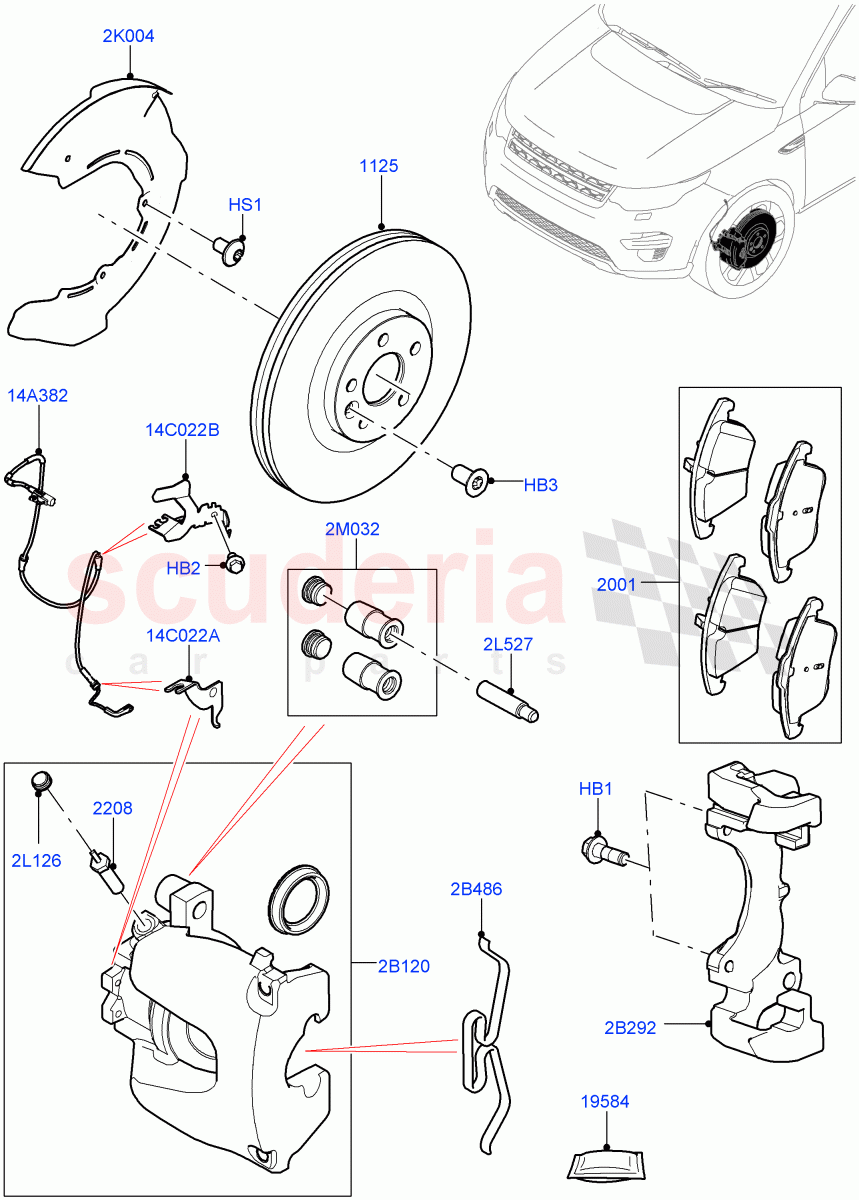 Front Brake Discs And Calipers (Halewood (UK), Disc Brake Size Frt 17/RR 17, Front Disc And Caliper Size 17, Disc Brake Size Frt 17/RR 16) ((V) FROMLH000001) of Land Rover Land Rover Discovery Sport (2015+) [2.2 Single Turbo Diesel]