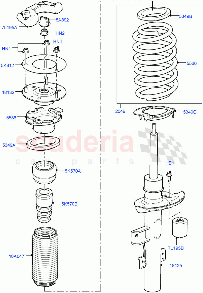 Rear Springs And Shock Absorbers (2 Door Convertible, Halewood (UK)) ((V) FROMGH125984) of Land Rover Land Rover Range Rover Evoque (2012-2018) [2.0 Turbo Diesel]