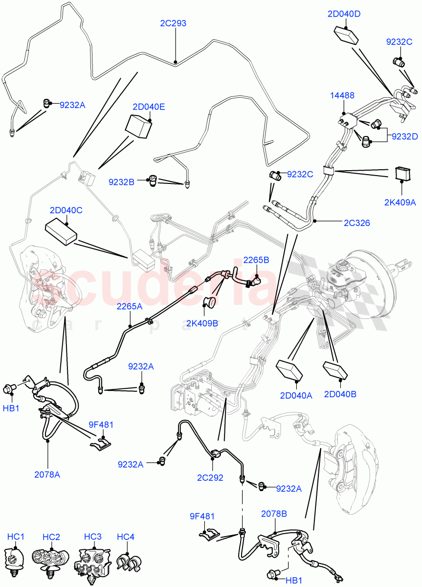 Front Brake Pipes(3.0 V6 Diesel Electric Hybrid Eng,8 Speed Auto Trans ZF 8HP70 HEV 4WD,LHD,3.0 V6 D Gen2 Twin Turbo)((V)FROMFA000001) of Land Rover Land Rover Range Rover (2012-2021) [3.0 I6 Turbo Petrol AJ20P6]