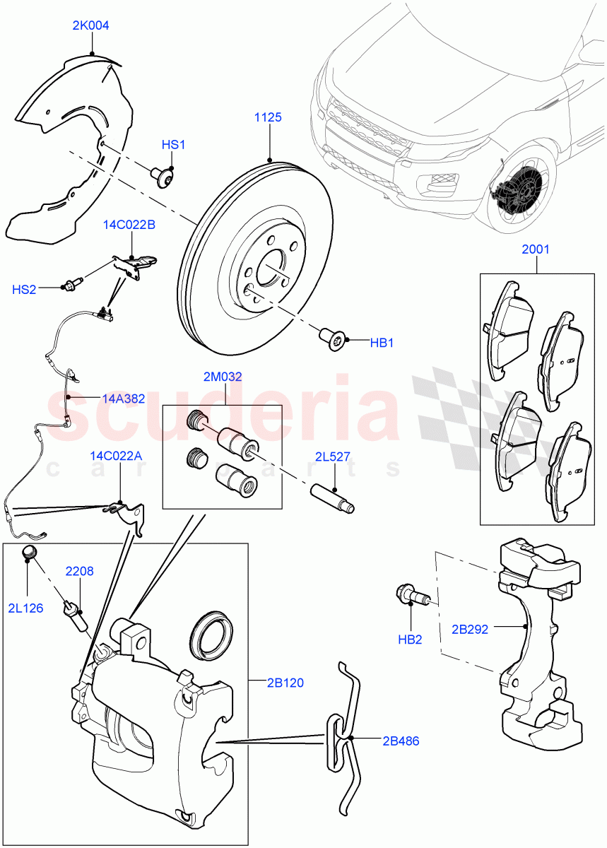 Front Brake Discs And Calipers (Itatiaia (Brazil), Front Disc And Caliper Size 17) ((V) FROMGT000001) of Land Rover Land Rover Range Rover Evoque (2012-2018) [2.0 Turbo Petrol GTDI]