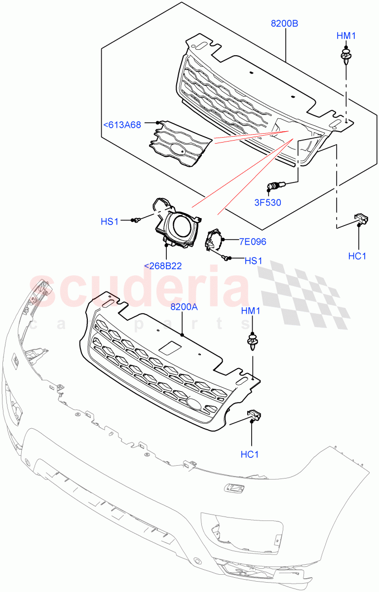 Radiator Grille And Front Bumper(Version - Core,Non SVR) of Land Rover Land Rover Range Rover Sport (2014+) [2.0 Turbo Diesel]