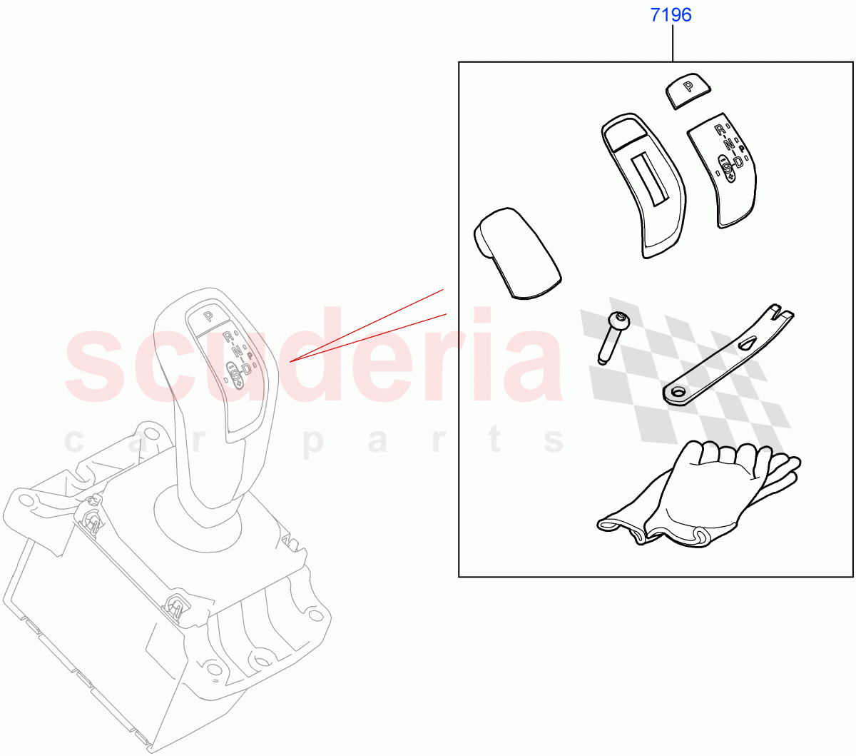 Gear Change-Automatic Transmission(Gear Shift Trigger Kit)(9 Speed Auto Trans 9HP50,Halewood (UK)) of Land Rover Land Rover Range Rover Evoque (2019+) [2.0 Turbo Petrol AJ200P]