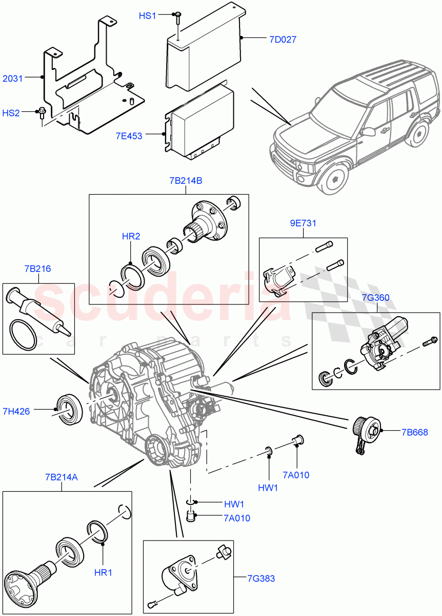 Transfer Drive Components (8 Speed Auto Trans ZF 8HP70 4WD, With 2 Spd Trans Case With Ctl Trac) ((V) FROMEA000001) of Land Rover Land Rover Discovery 4 (2010-2016) [3.0 DOHC GDI SC V6 Petrol]