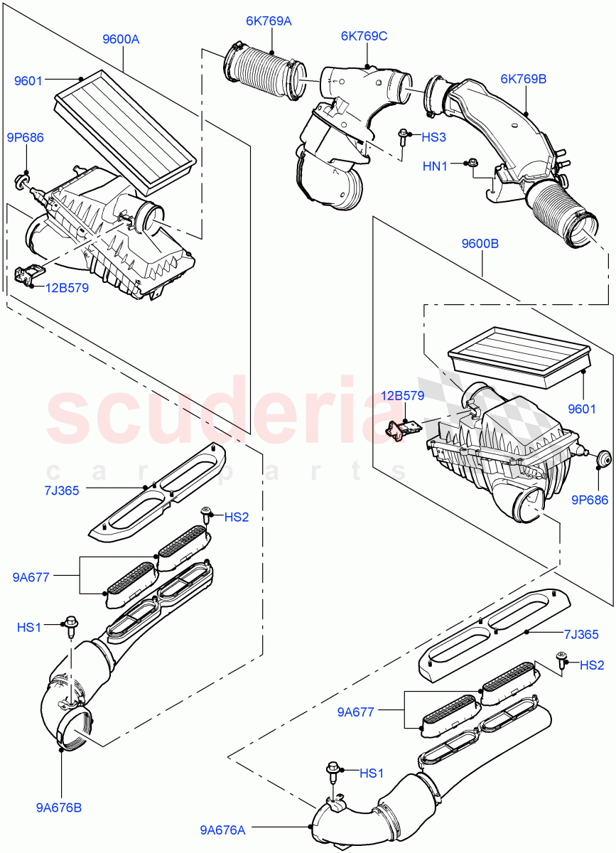 Air Cleaner(3.0L AJ20P6 Petrol High)((V)FROMKA000001) of Land Rover Land Rover Range Rover Sport (2014+) [3.0 I6 Turbo Petrol AJ20P6]