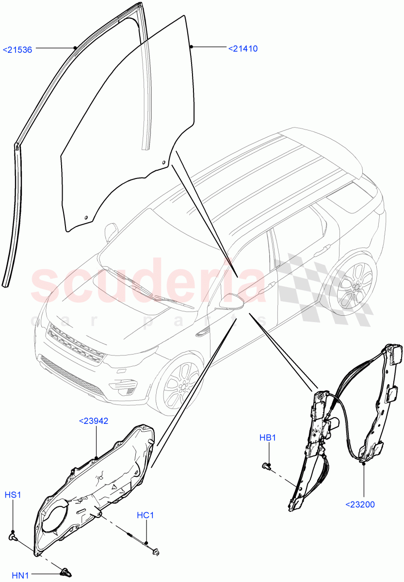 Front Door Glass & Window Controls(Halewood (UK)) of Land Rover Land Rover Discovery Sport (2015+) [2.0 Turbo Diesel AJ21D4]