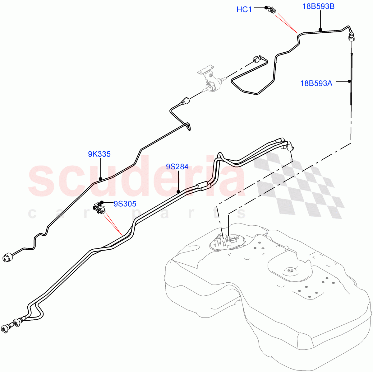 Fuel Lines(Rear)(2.0L AJ21D4 Diesel Mid,Halewood (UK))((V)FROMMH000001) of Land Rover Land Rover Discovery Sport (2015+) [2.0 Turbo Diesel AJ21D4]