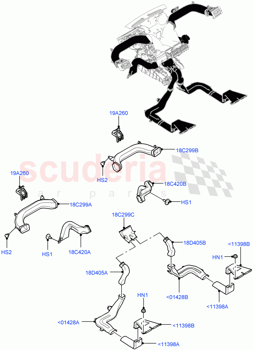 Air Vents, Louvres And Ducts (Internal Components) (Changsu (China), Less Head Up Display) ((V) FROMFG000001) of Land Rover Land Rover Discovery Sport (2015+) [2.0 Turbo Diesel AJ21D4]
