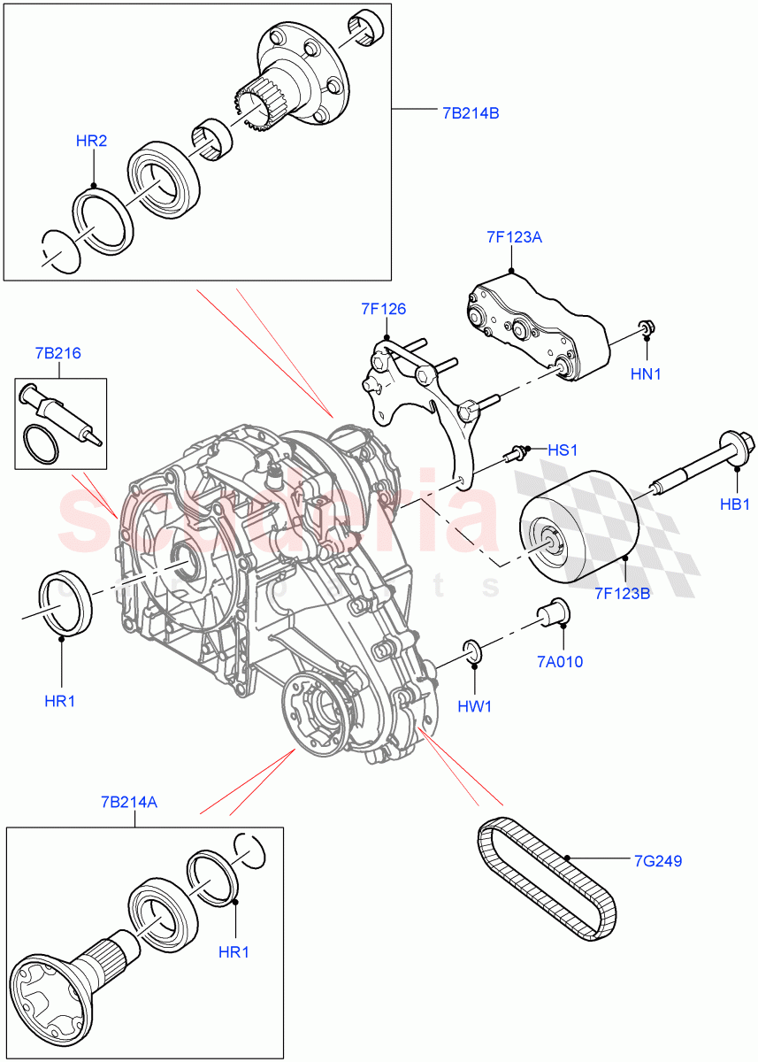 Transfer Drive Components(Nitra Plant Build)(With 1 Speed Transfer Case)((V)FROMK2000001,(V)TOL2999999) of Land Rover Land Rover Discovery 5 (2017+) [3.0 Diesel 24V DOHC TC]