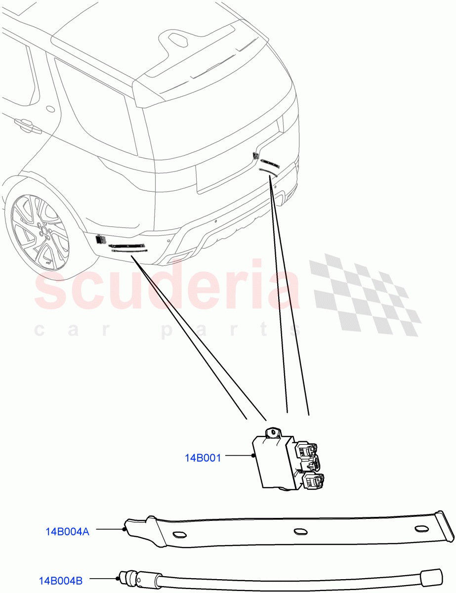 Vehicle Modules And Sensors (Gesture Tailgate System, Nitra Plant Build) (Tailgate - Hands Free) ((V) FROMK2000001) of Land Rover Land Rover Discovery 5 (2017+) [3.0 I6 Turbo Diesel AJ20D6]