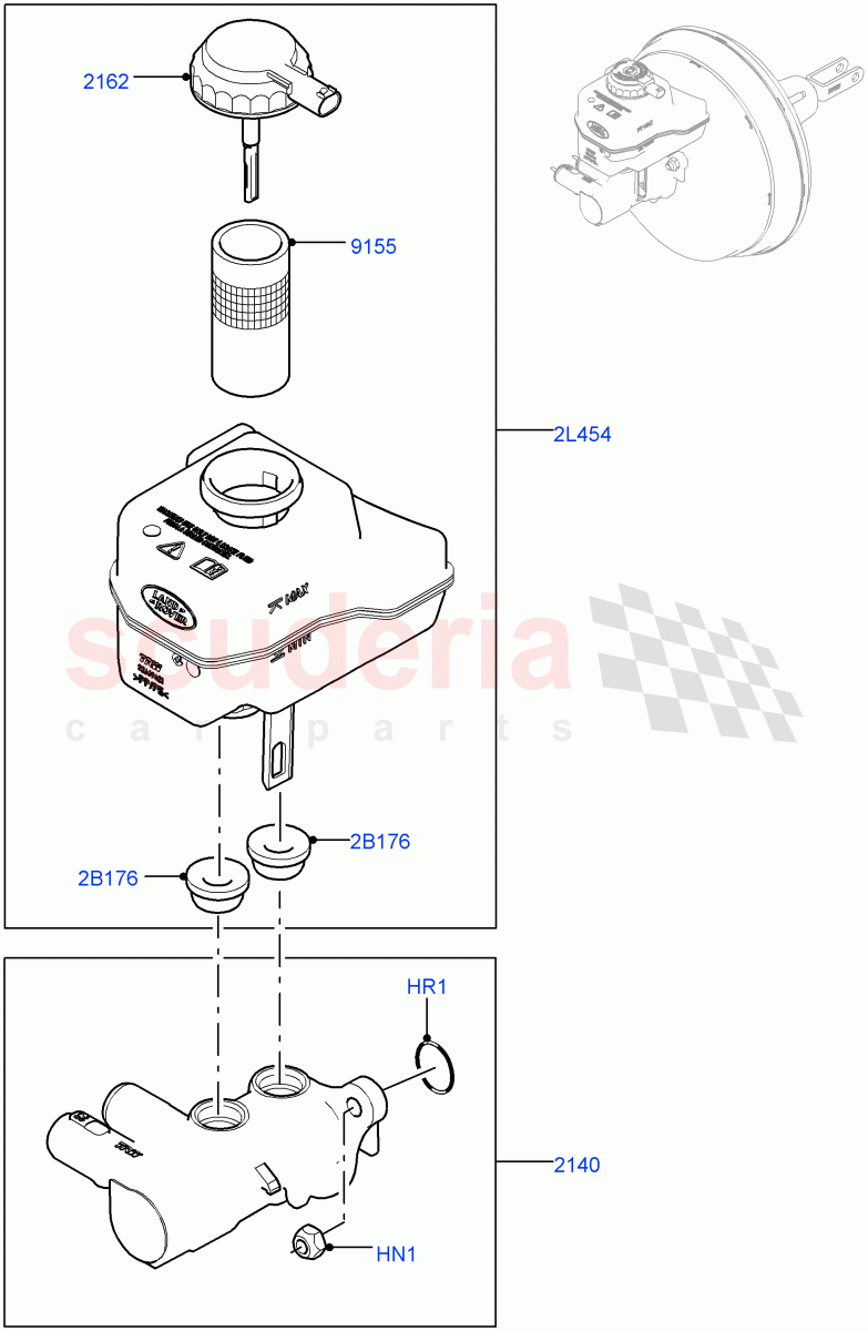 Master Cylinder - Brake System(2.0L 16V TIVCT T/C 240PS Petrol,3.0L DOHC GDI SC V6 PETROL,5.0L OHC SGDI SC V8 Petrol - AJ133,2.0L I4 High DOHC AJ200 Petrol,5.0 Petrol AJ133 DOHC CDA,5.0L P AJ133 DOHC CDA S/C Enhanced,With Diesel Engines,3.0L AJ20P6 Petrol High) of Land Rover Land Rover Range Rover Sport (2014+) [5.0 OHC SGDI SC V8 Petrol]