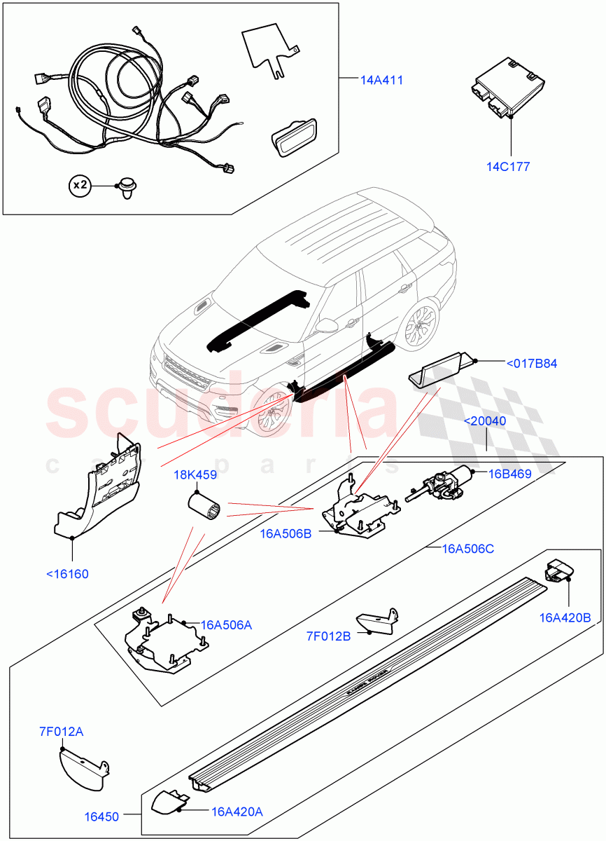 Side Steps And Tubes(Accessory, Power Deployable) of Land Rover Land Rover Range Rover Sport (2014+) [3.0 I6 Turbo Petrol AJ20P6]