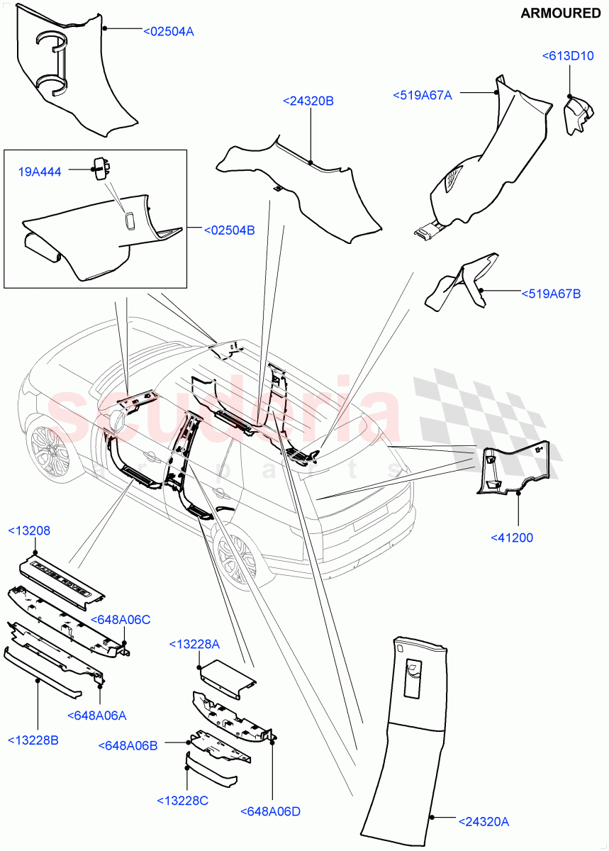 Side Trim(Armoured)((V)FROMEA000001) of Land Rover Land Rover Range Rover (2012-2021) [3.0 Diesel 24V DOHC TC]