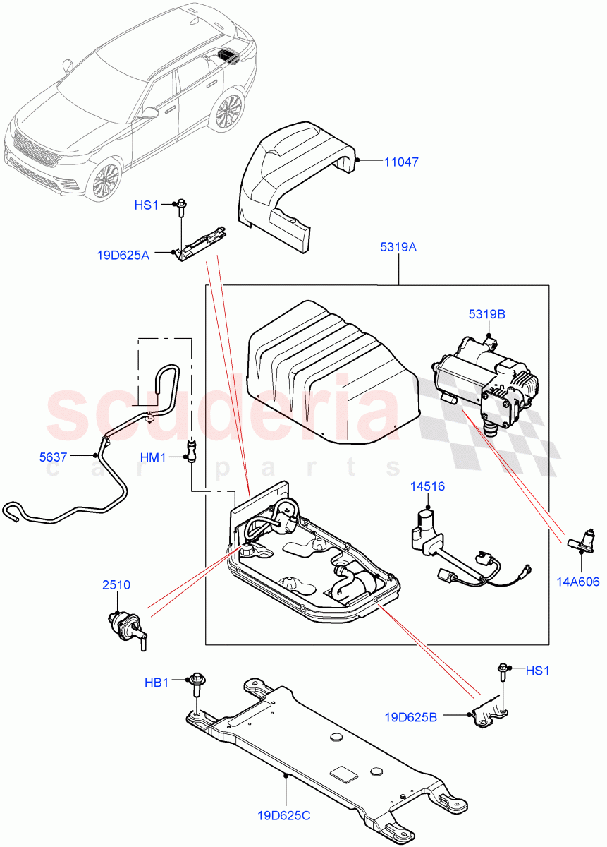 Air Suspension Compressor And Lines(With Four Corner Air Suspension)((V)FROMMA000001) of Land Rover Land Rover Range Rover Velar (2017+) [2.0 Turbo Diesel AJ21D4]