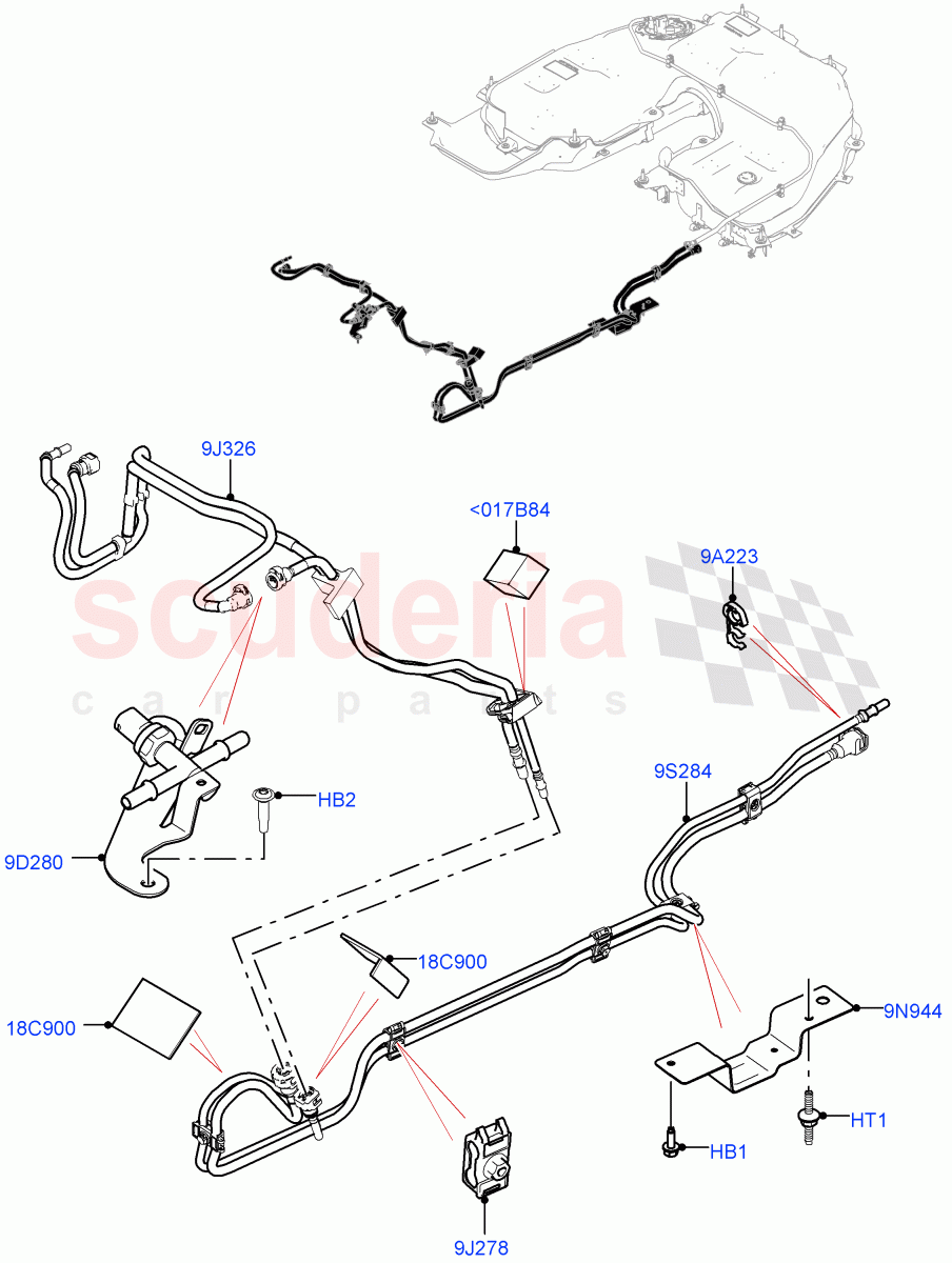 Fuel Lines (Front, Nitra Plant Build) (2.0L I4 High DOHC AJ200 Petrol) ((V) FROMK2000001, (V) TOL2999999) of Land Rover Land Rover Discovery 5 (2017+) [2.0 Turbo Petrol AJ200P]