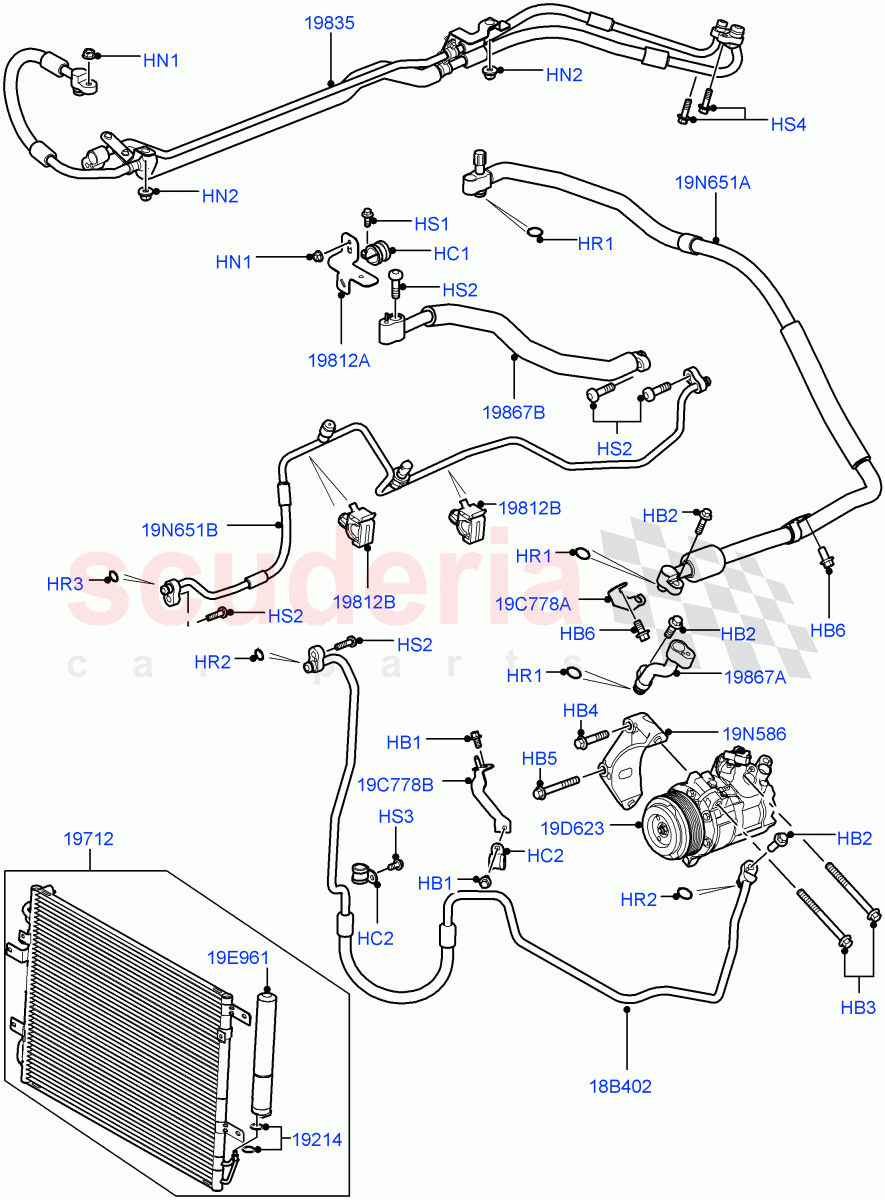 Air Conditioning Condensr/Compressr (3.6L V8 32V DOHC EFi Diesel Lion) ((V) FROMAA000001) of Land Rover Land Rover Range Rover (2010-2012) [4.4 DOHC Diesel V8 DITC]
