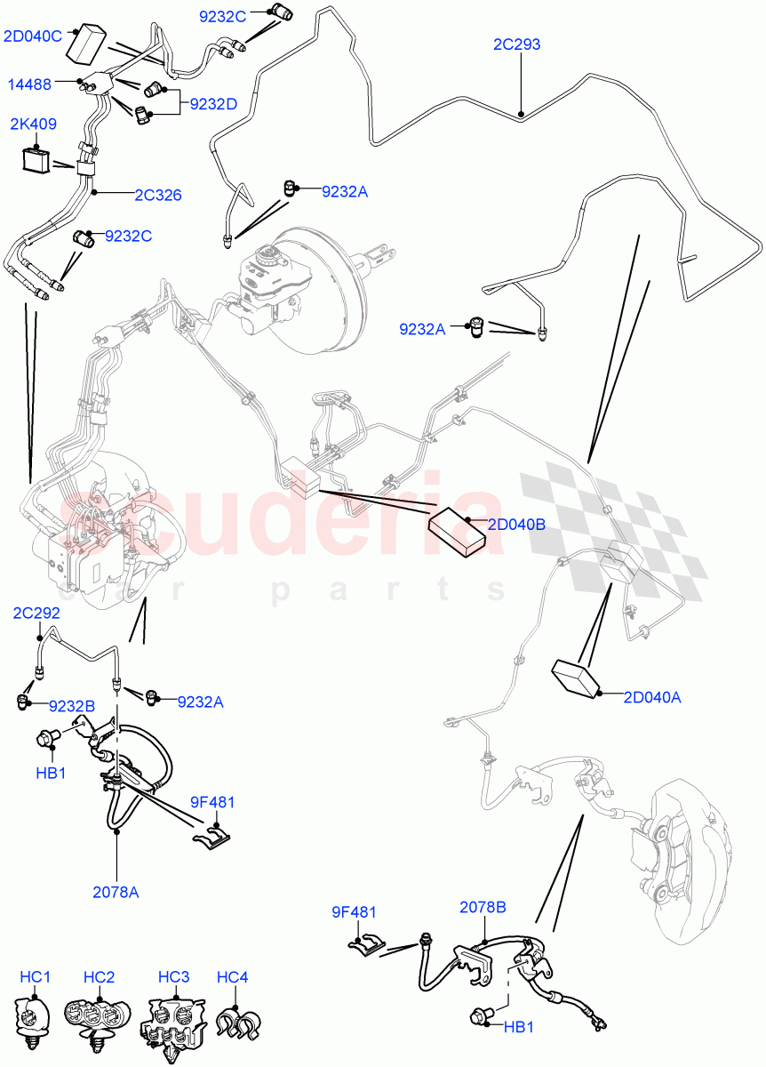 Front Brake Pipes(3.0L DOHC GDI SC V6 PETROL,RHD,5.0L OHC SGDI SC V8 Petrol - AJ133,5.0 Petrol AJ133 DOHC CDA,2.0L 16V TIVCT T/C 240PS Petrol,5.0L P AJ133 DOHC CDA S/C Enhanced,2.0L I4 High DOHC AJ200 Petrol,5.0L OHC SGDI NA V8 Petrol - AJ133) of Land Rover Land Rover Range Rover (2012-2021) [2.0 Turbo Petrol AJ200P]