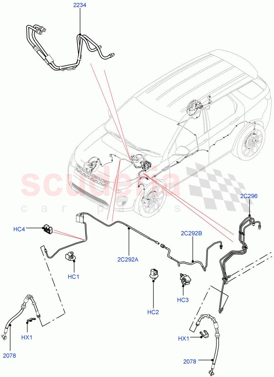 Front Brake Pipes (LHD, Halewood (UK)) ((V) TOKH999999) of Land Rover Land Rover Discovery Sport (2015+) [1.5 I3 Turbo Petrol AJ20P3]