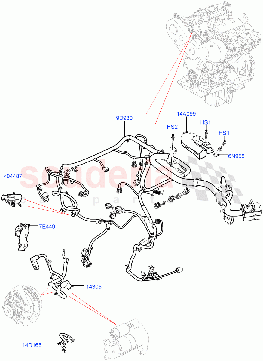 Electrical Wiring - Engine And Dash(3.0 V6 D Gen2 Mono Turbo)((V)FROMFA000001) of Land Rover Land Rover Range Rover Sport (2014+) [5.0 OHC SGDI SC V8 Petrol]