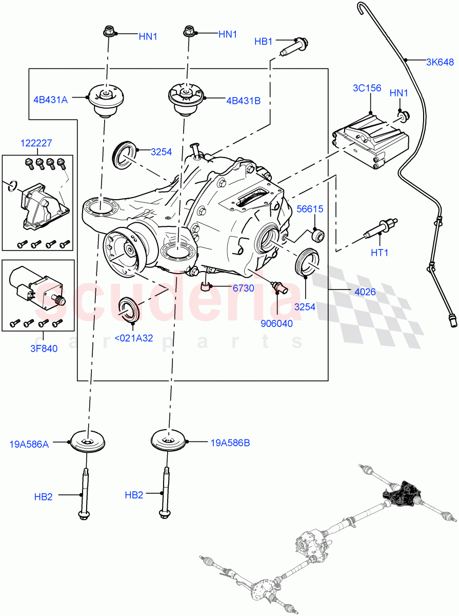 Rear Axle(With Petrol Engines,8 Speed Auto Trans ZF 8HP45,Electronic Locking Differential,4.4L DOHC DITC V8 Diesel,8 Speed Auto Trans ZF 8HP76,8HP Gen3 Hybrid Trans,8 Speed Auto Trans ZF 8HP70 4WD,3.0 V6 Diesel,3.0L AJ20D6 Diesel High)((V)FROMHA000001) of Land Rover Land Rover Range Rover (2012-2021) [2.0 Turbo Petrol AJ200P]