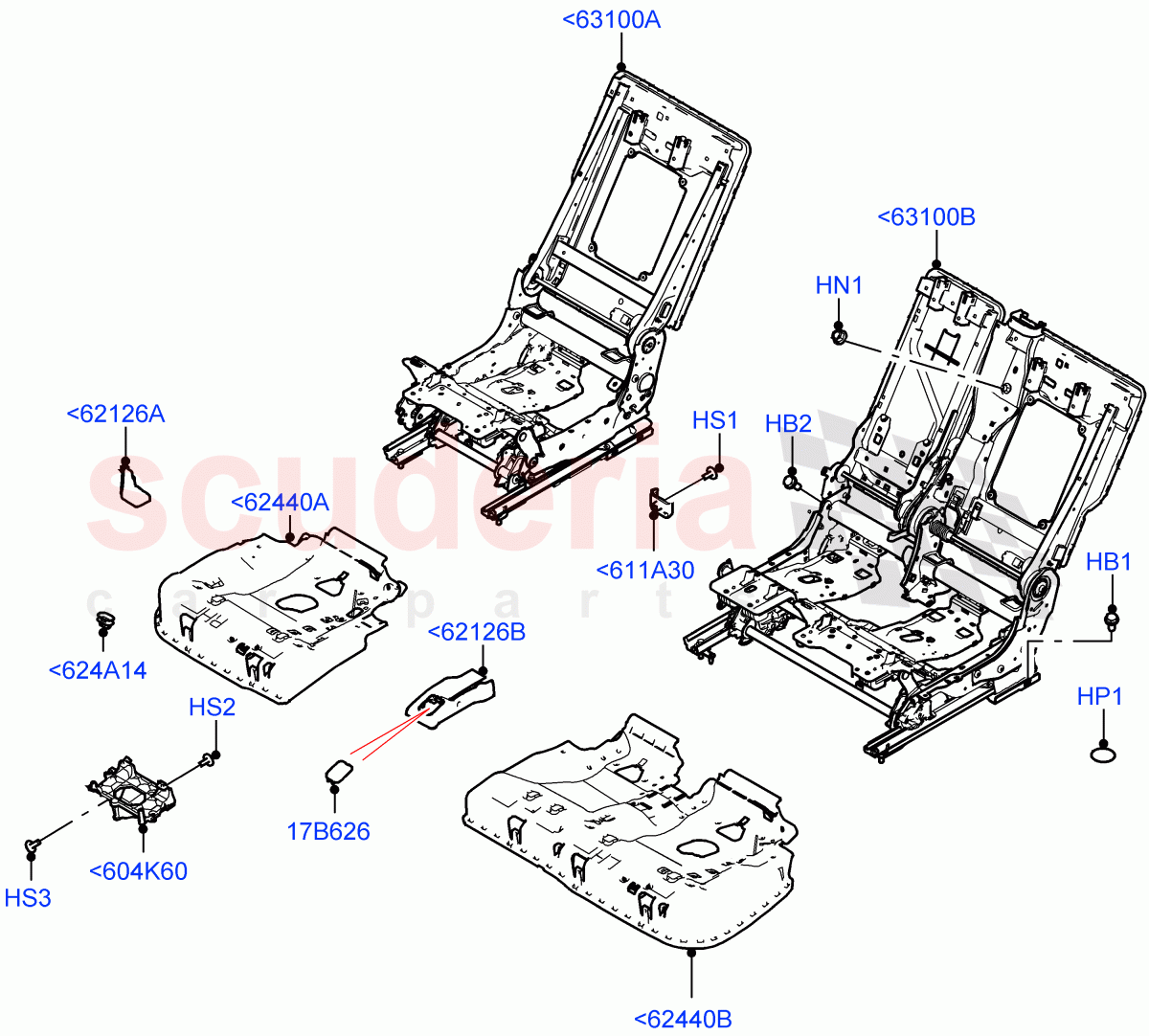 Rear Seat Base (With 60/40 Power Fold Thru Rr Seat) of Land Rover Land Rover Range Rover (2022+) [3.0 I6 Turbo Diesel AJ20D6]