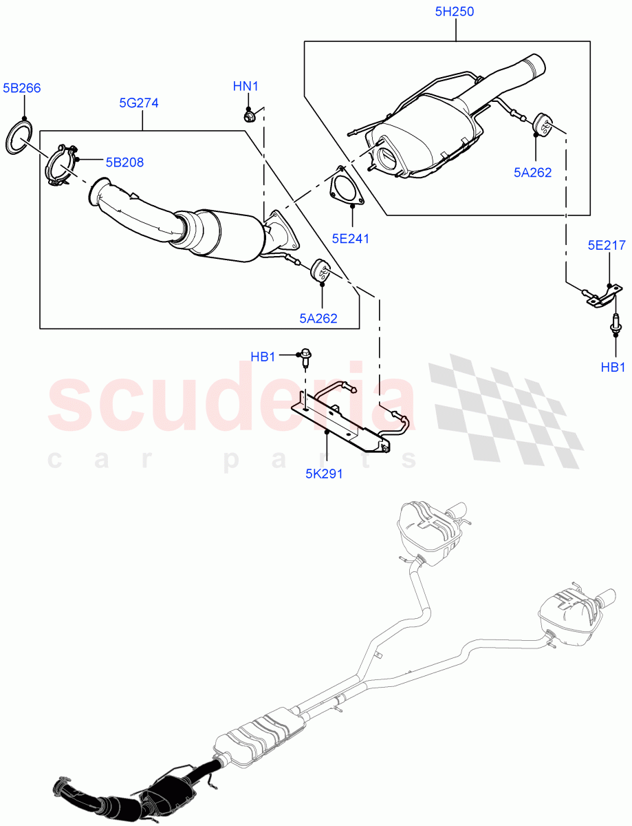 Exhaust System(Front Section)(2.2L CR DI 16V Diesel,EU5 Emission With DPF Type 2,With 7 Seat Configuration,Proconve L6 Emissions,Stage V Plus DPF) of Land Rover Land Rover Discovery Sport (2015+) [2.2 Single Turbo Diesel]