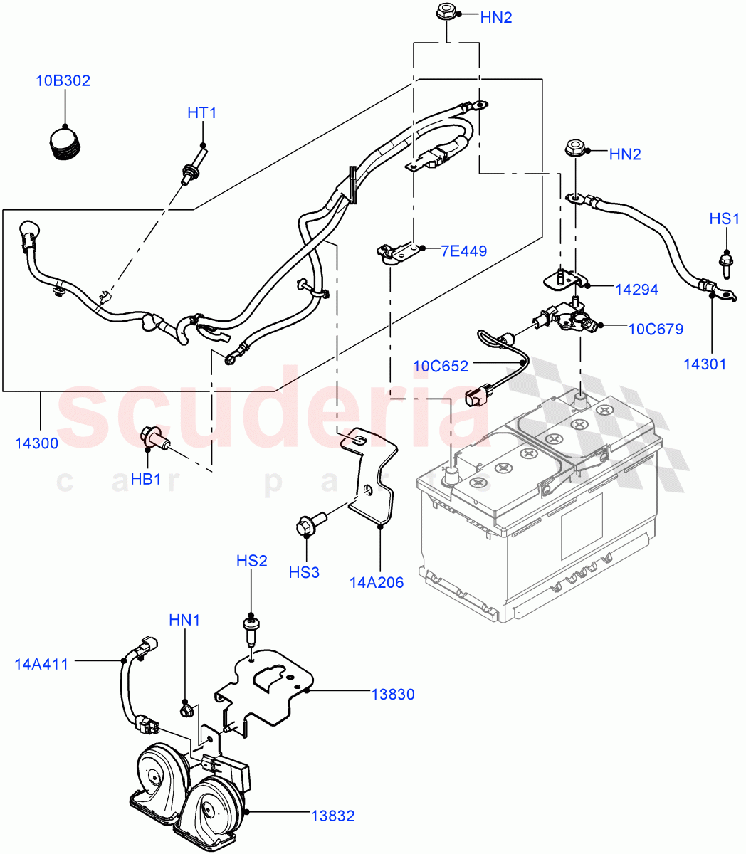 Battery Cables And Horn(Halewood (UK)) of Land Rover Land Rover Range Rover Evoque (2012-2018) [2.0 Turbo Petrol GTDI]