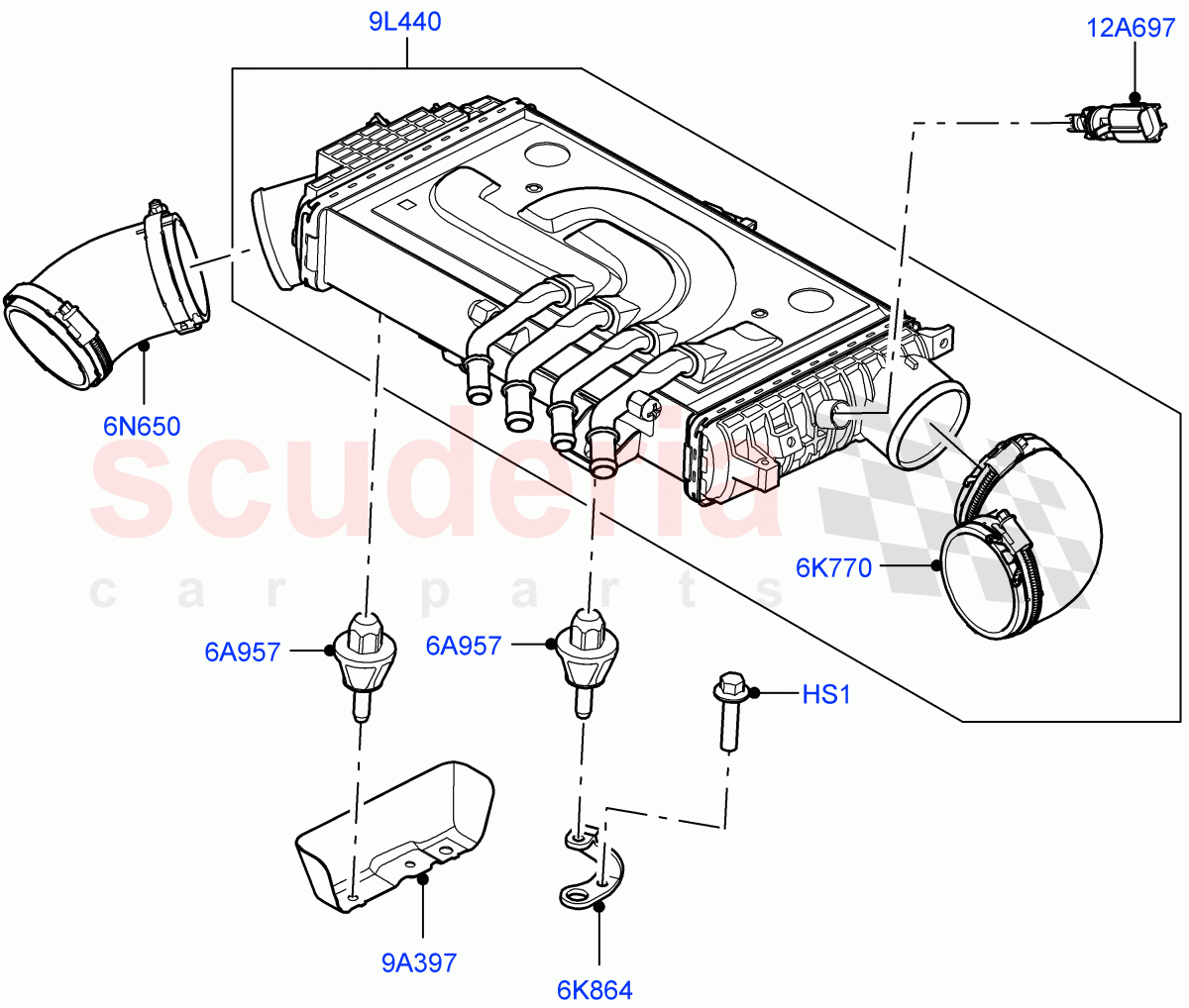 Intercooler/Air Ducts And Hoses (Nitra Plant Build) (3.0L AJ20D6 Diesel High) ((V) FROMM2000001) of Land Rover Land Rover Defender (2020+) [3.0 I6 Turbo Diesel AJ20D6]
