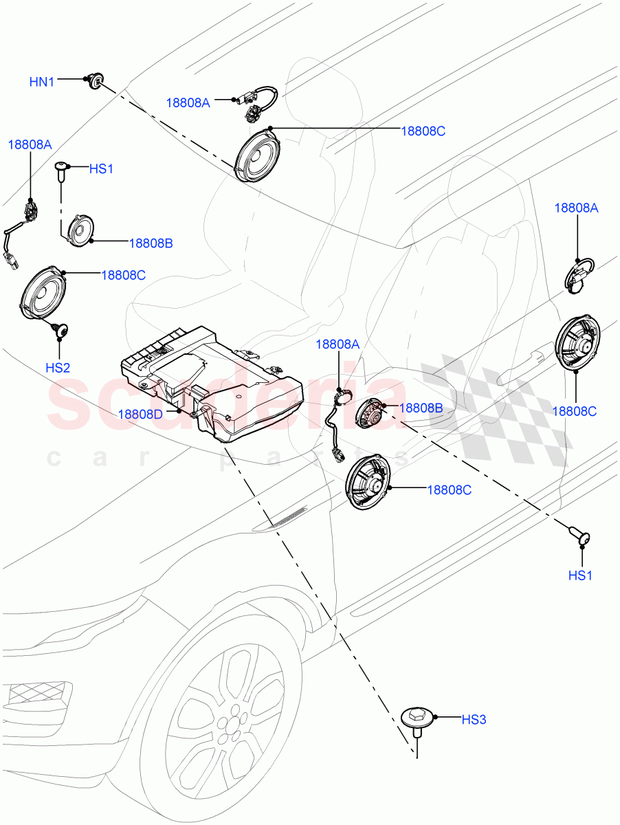 Speakers (Itatiaia (Brazil), Hi Line Audio System - 600 W) ((V) FROMGT000001) of Land Rover Land Rover Range Rover Evoque (2012-2018) [2.0 Turbo Diesel]