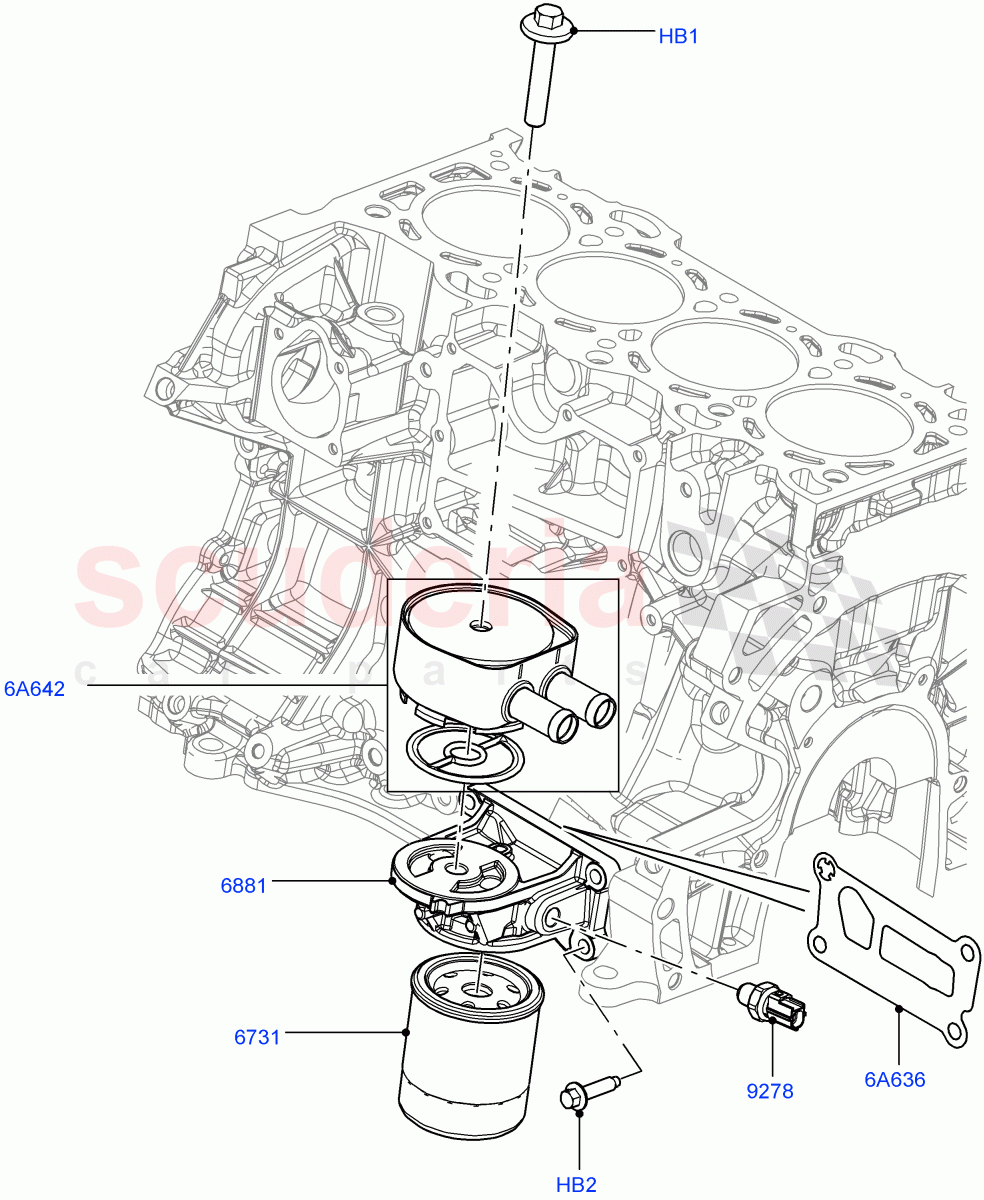 Oil Cooler And Filter(2.0L 16V TIVCT T/C 240PS Petrol,Itatiaia (Brazil))((V)FROMGT000001) of Land Rover Land Rover Range Rover Evoque (2012-2018) [2.0 Turbo Petrol GTDI]