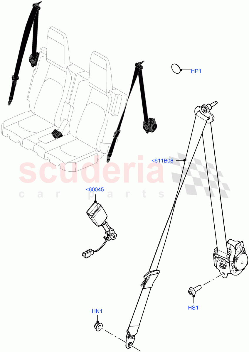 Rear Seat Belts(With 3rd Row Double Seat) of Land Rover Land Rover Defender (2020+) [5.0 OHC SGDI SC V8 Petrol]