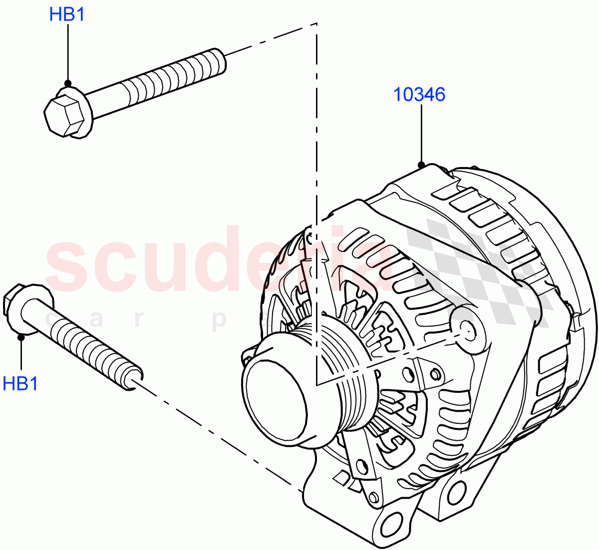 Alternator And Mountings(3.0 V6 D Gen2 Twin Turbo) of Land Rover Land Rover Range Rover Velar (2017+) [3.0 DOHC GDI SC V6 Petrol]