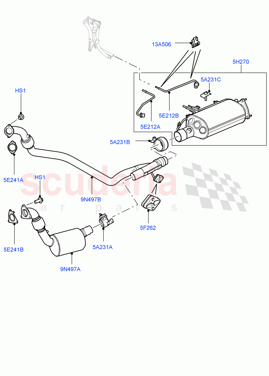 Front Exhaust System(3.0 V6 Diesel,Proconve L6 Emissions,Stage V Plus DPF,L6 Diesel Emissions)((V)FROMAA000001) of Land Rover Land Rover Discovery 4 (2010-2016) [3.0 Diesel 24V DOHC TC]