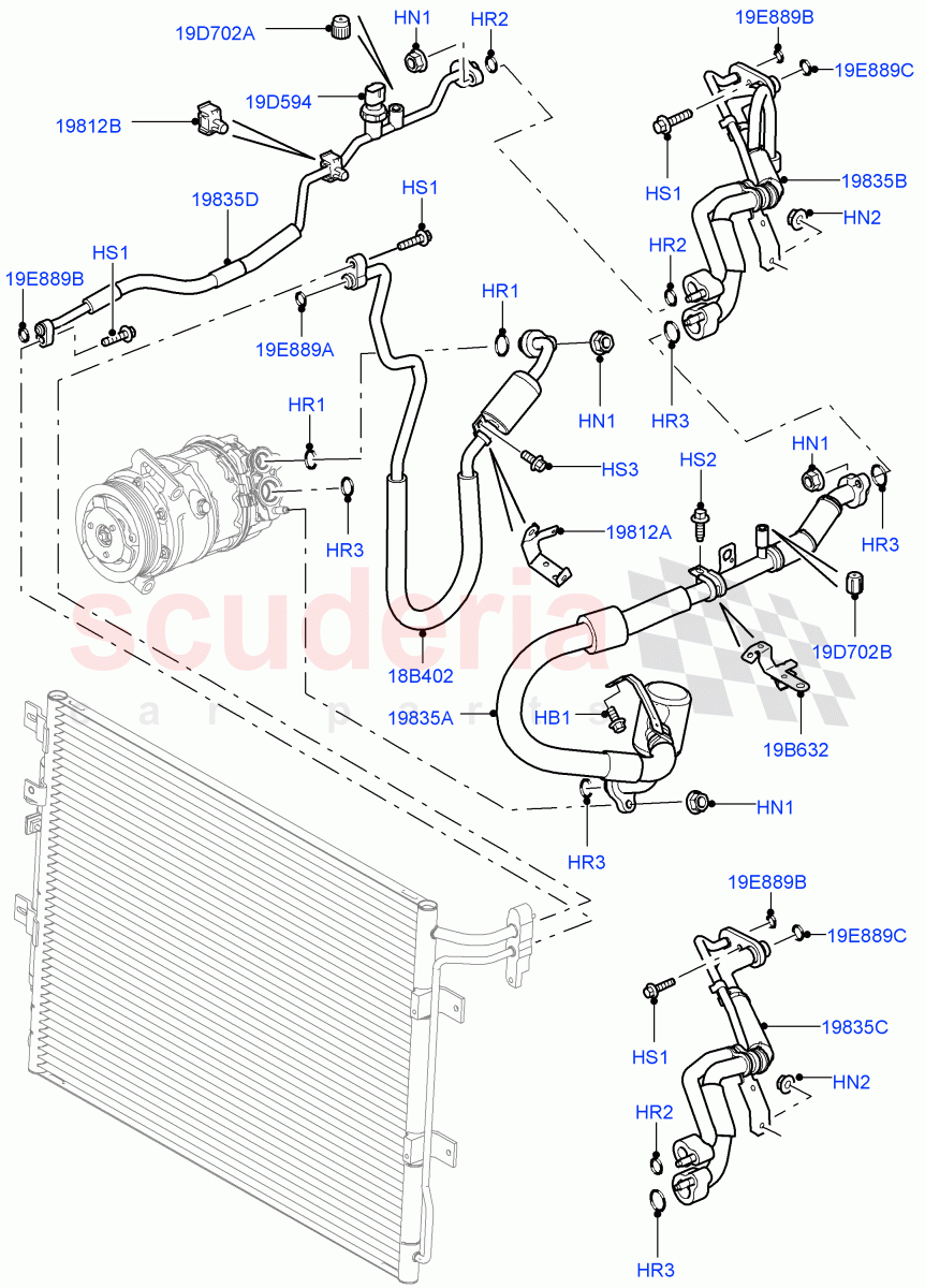 Air Conditioning System (Front) (3.0L DOHC GDI SC V6 PETROL) ((V) FROMEA000001) of Land Rover Land Rover Discovery 4 (2010-2016) [2.7 Diesel V6]