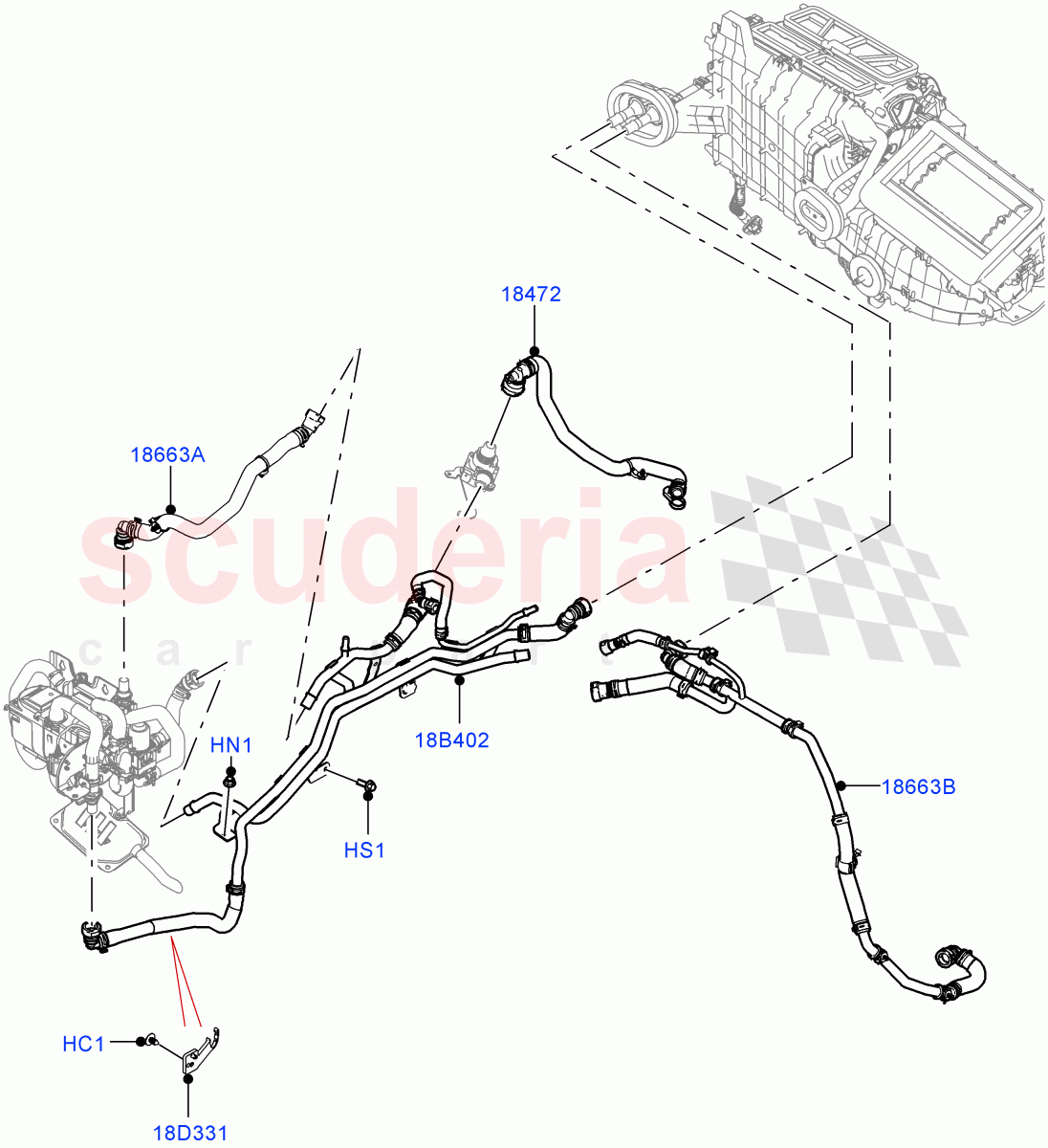 Heater Hoses(3.0L AJ20P6 Petrol High,Fuel Heater W/Pk Heat With Remote)((V)FROMMA000001) of Land Rover Land Rover Range Rover Velar (2017+) [3.0 I6 Turbo Petrol AJ20P6]