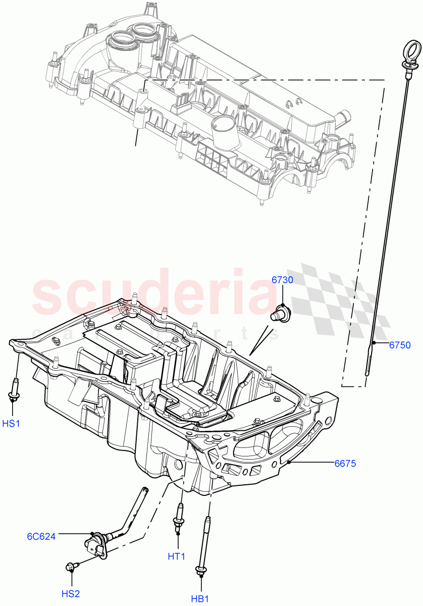 Oil Pan/Oil Level Indicator(2.0L 16V TIVCT T/C 240PS Petrol,Itatiaia (Brazil))((V)FROMGT000001) of Land Rover Land Rover Range Rover Evoque (2012-2018) [2.0 Turbo Petrol GTDI]