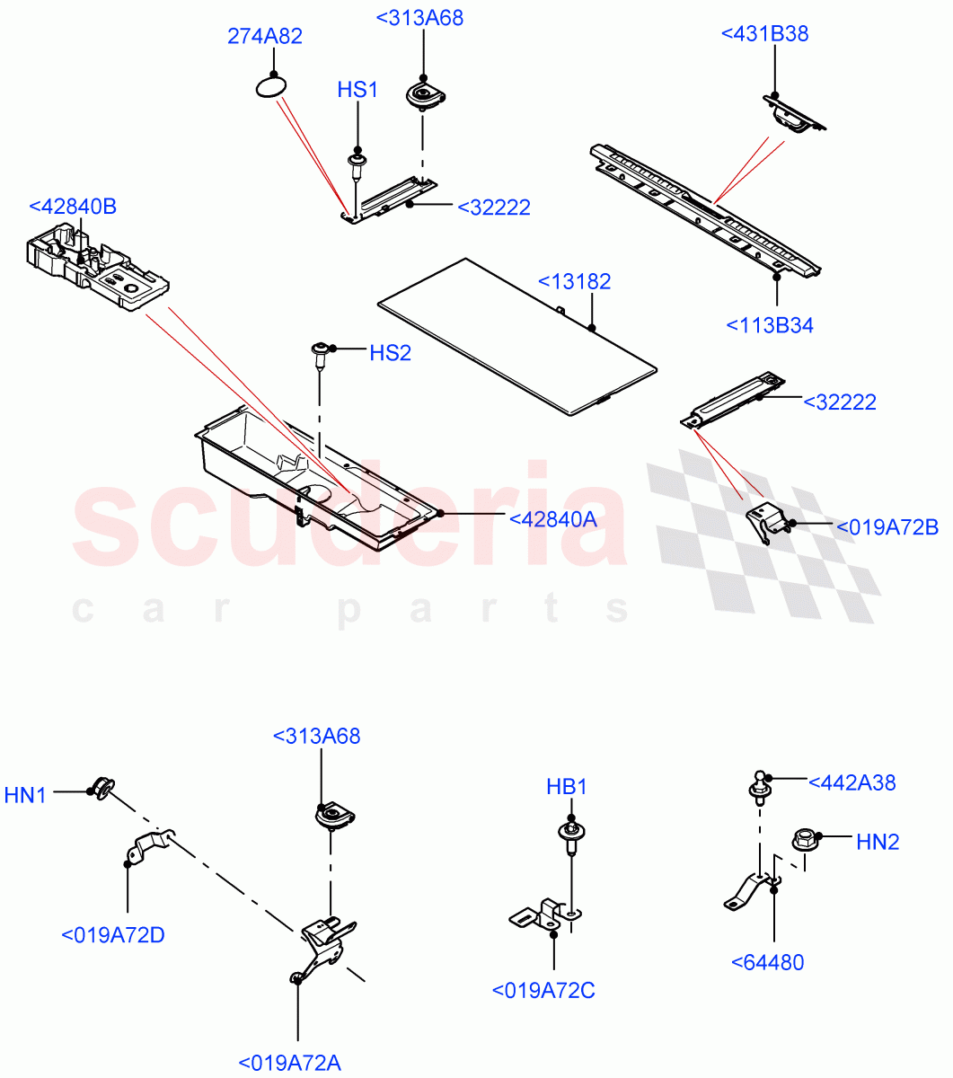 Load Compartment Trim (Nitra Plant Build, Floor) (With Third Row Power Folding Seat, With 7 Seat Configuration, With 3rd Row Double Seat) ((V) FROMK2000001) of Land Rover Land Rover Discovery 5 (2017+) [2.0 Turbo Petrol AJ200P]