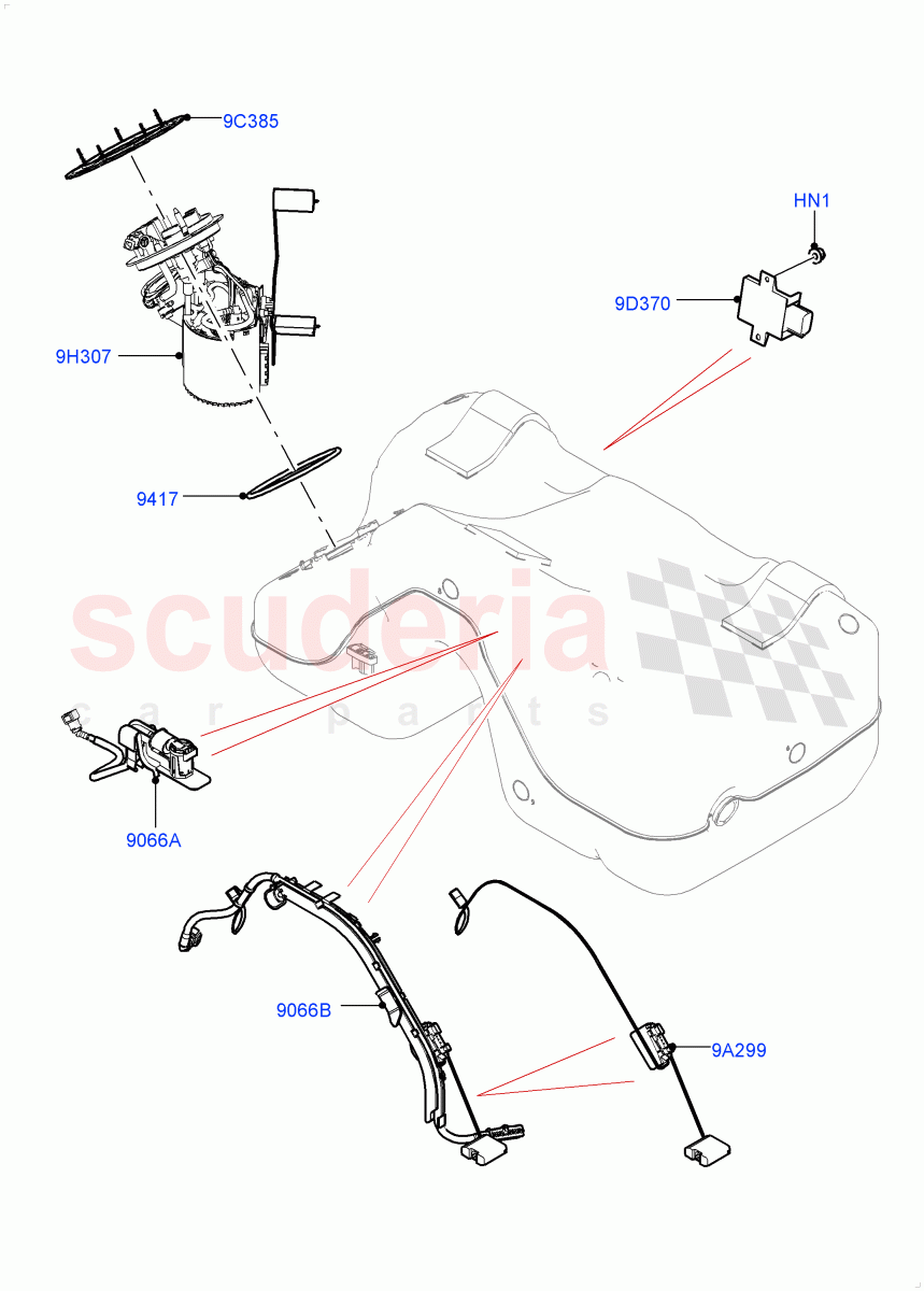 Fuel Pump And Sender Unit (2.0L I4 Mid AJ200 Petrol E100, Itatiaia (Brazil), 2.0L I4 Mid DOHC AJ200 Petrol) ((V) FROMJT000001) of Land Rover Land Rover Range Rover Evoque (2012-2018) [2.0 Turbo Petrol AJ200P]